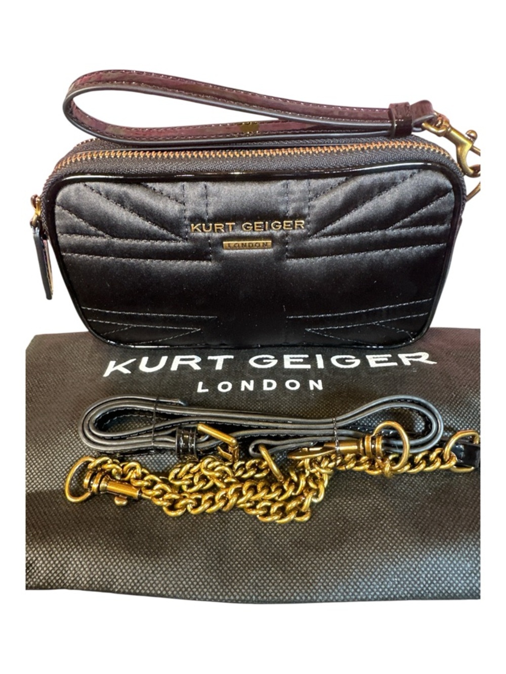 Kurt Geiger NWOT Union Jack Recycled Camera Crossbody/ Wristlet